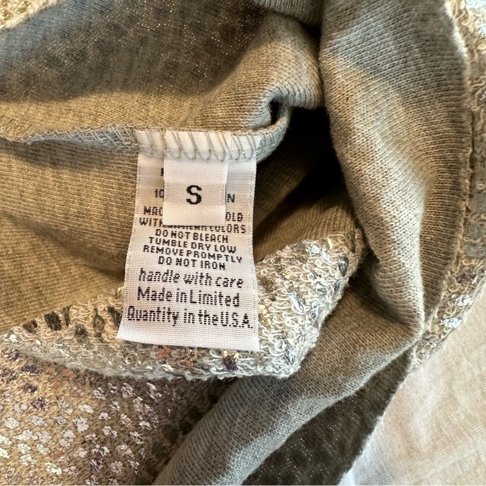 NWOT Michael Lauren Sz Small Silver Metallic Textured Crop‎ Sweatshirt - Picture 6 of 10